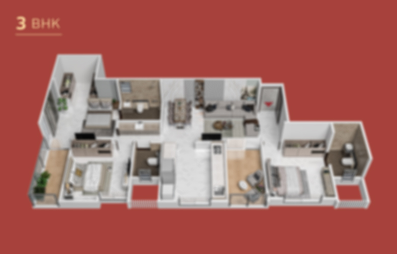 Triton residency 3 BHK Cut Section